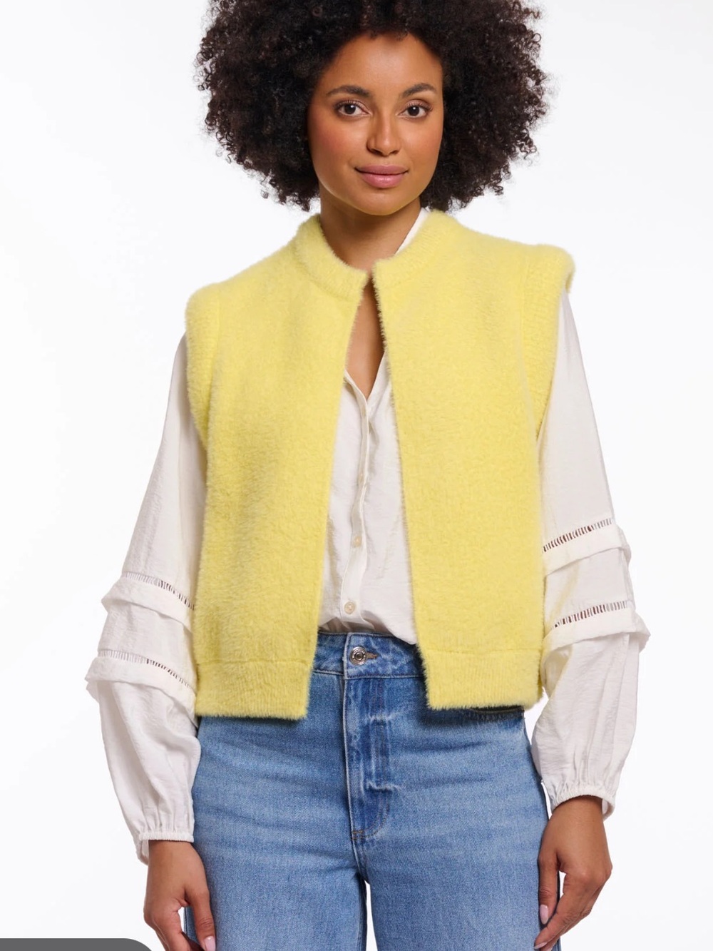 Rino&Pelle Yellow Bouclé Sleeveless Vest